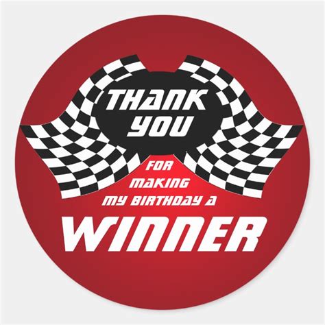 Racing Flags Thank You Red Classic Round Sticker Zazzle