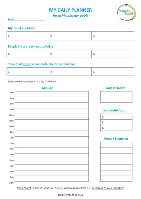 Free Daily Planner Template Of Printable Daily Planner Templates
