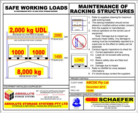 Safety Signs Traffic Control Safe Working Load Kgs Swl Safety Sign