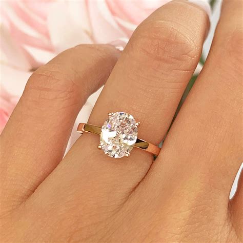 2 Ct Oval 4 Prong Stacking Solitaire Engagement Ring Oval Man Etsy Uk
