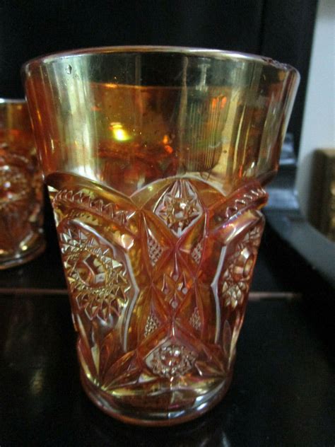 Marigold Imperial Carnival Glass Pitcher And 6 Tumblers Pick 1 Ebay