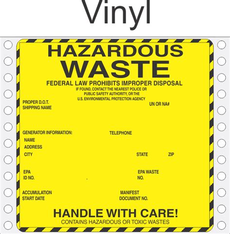 Hazardous Waste Vinyl Labels HWL440V