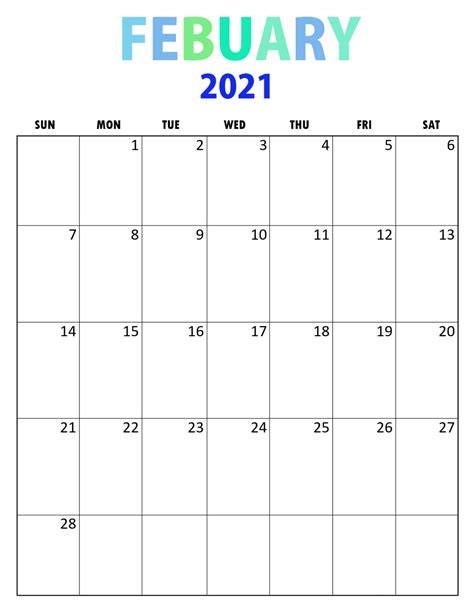 Bold And Simple February 2021 Calendar Word Template One Platform For
