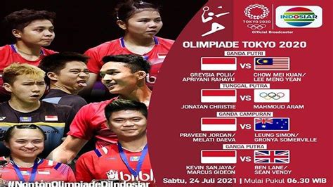 Jadwal Badminton Olimpiade 2021 Live Indosiar Hari Ini Perjuangan Jonatan Christie Cs Dimulai