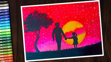 Fathers Day Drawing With Oil Pastel Step By Step Easy