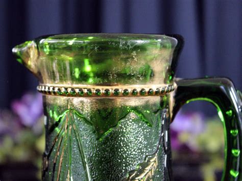 Antique Eapg Delaware Glass Green Pitcher Us Glass State Pattern 17 The Vintage Teacup