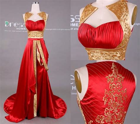 New Design Gold And Red Embroidery Beading Long Prom Dressembroidery