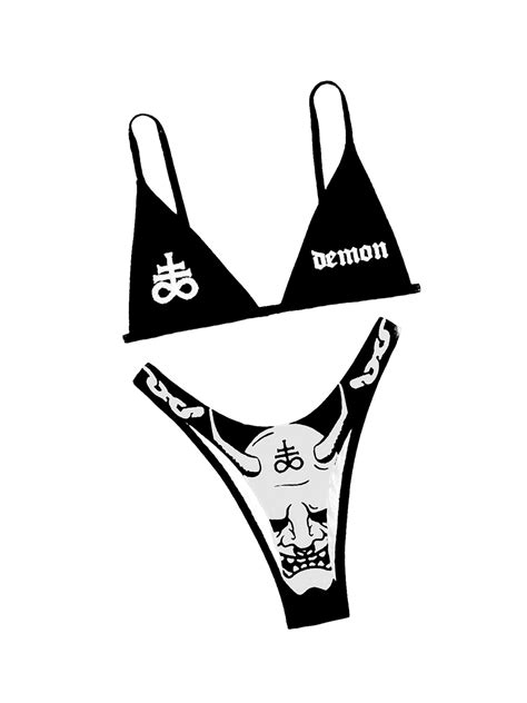 thefound women gothic bikini swimsuit set cute micro bra thong bikini set high waisted goth