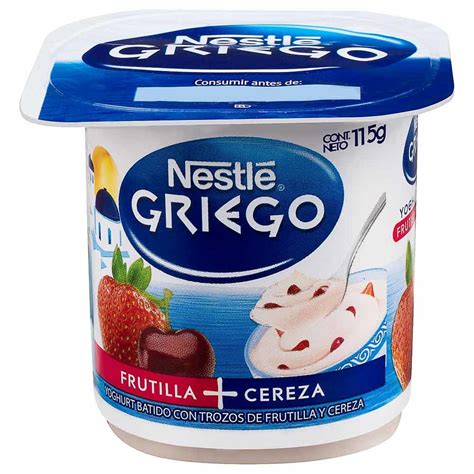 Yogurt Griego Con Trozos Frutilla Cereza Pote Nestlé Lidercl