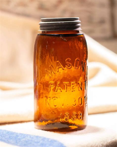 Antique Amber Masons Jar Stars Antique Market