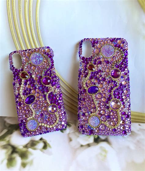 rhinestone phone case purple bling phone case iridiscent etsy rhinestone phone case bling