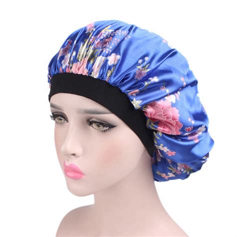 Buy 58cm New Fashion Women Satin Night Sleep Cap Hair Bonnet Hat Shower Caps