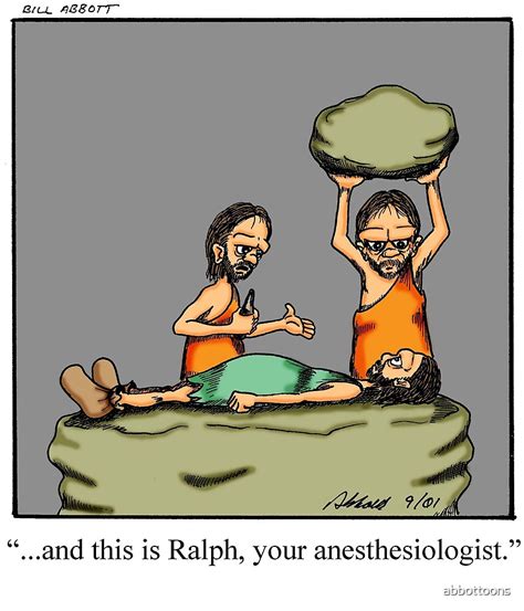 Funny Medical Caveman Anesthesiologist Cartoon Art By Abbottoons