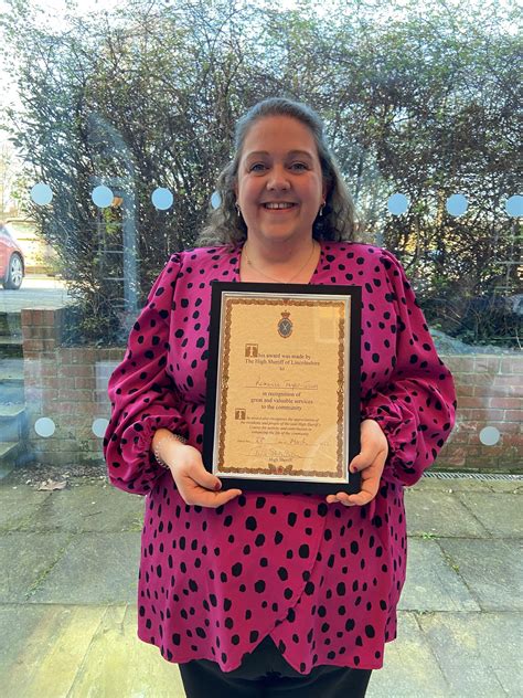 Roxanne Taylor Jones Awarded Lincolnshire High Sheriff Award Ymca