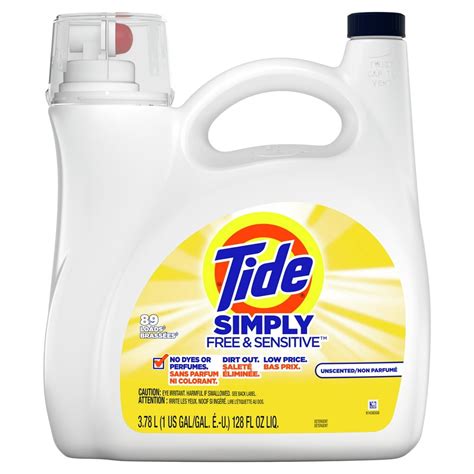 Tide Simply Free And Sensitive Liquid Laundry Detergent Unscented 89