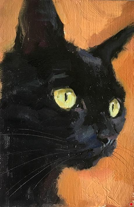 Blackcat15 By Katya Minkina Oil 4 X 6 Cat Portrait Painting Cat