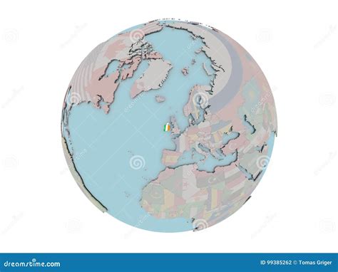 Ireland With Flag On Globe Stock Illustration Illustration Of Flag