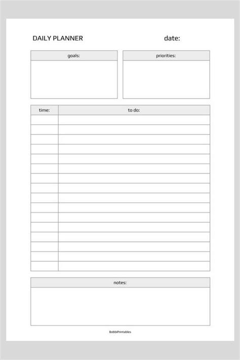 20 Free Printable Daily Planner Template