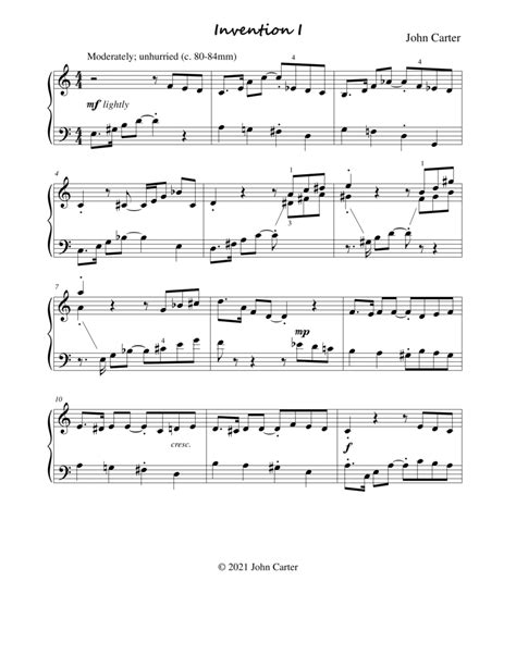 Invention I Sheet Music John Carter Piano Solo