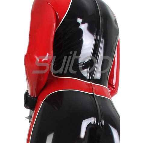 Suitop Super Quality Womens Rubber Latex Classical Catsuit With Back