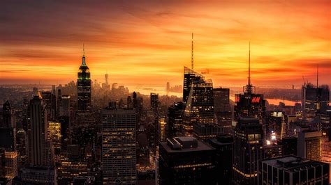 Man Made New York City Usa Cityscape Sunset Building Skyscraper 1920