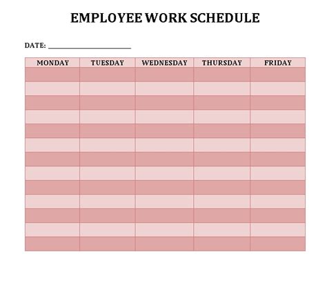 Weekly Work Schedule Template Culturopedia