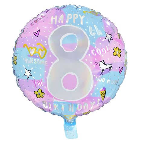 Buy 18 Inch Pink And Blue 8th Birthday Foil Helium Balloon For Gbp 299