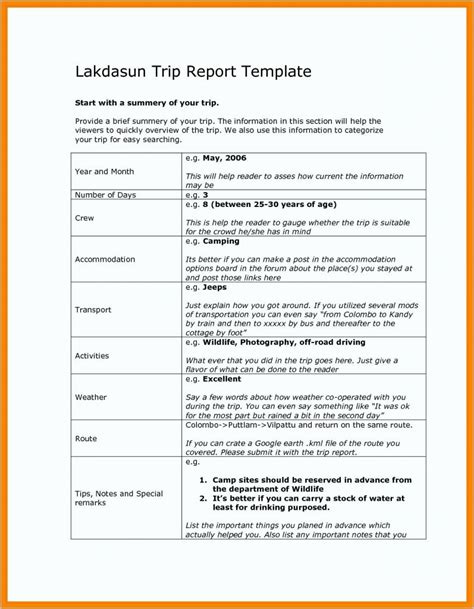 Business Trip Report Template Pdf