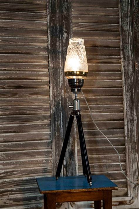 Table Lamp Upcycled Vintage Camera Tripod Alcohol Shaker Lamp Etsy Table Lamp Lamp Vintage