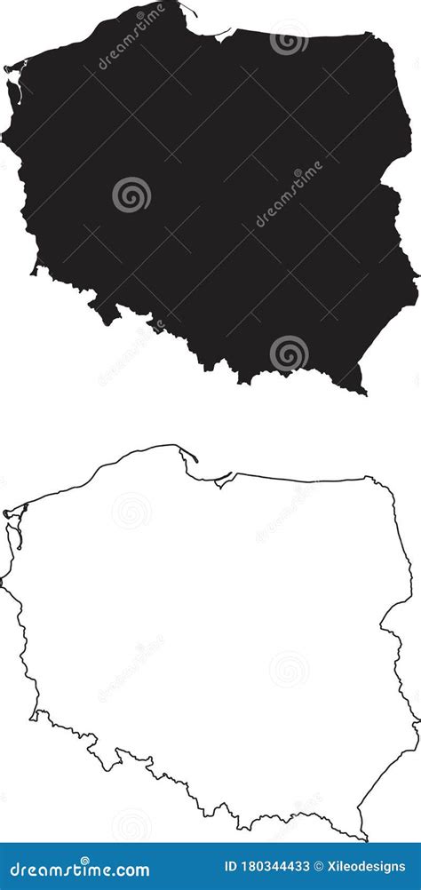 Poland Map Set Of Two Polish Map Black And White Silhouette And