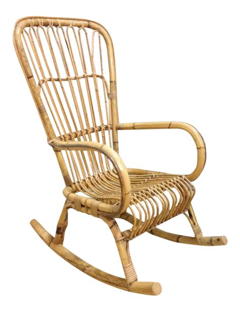 Vintage Highback Rattan Rocking Chair on Chairish.com | Rocking chair, Rattan rocking chair, Chair