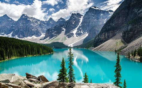 Download Wallpapers Moraine Lake Summer Mountains Blue Lake Banff