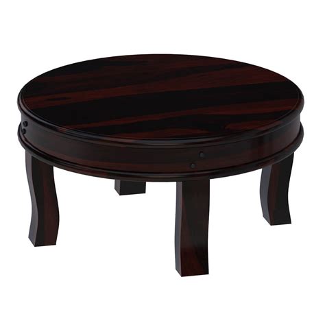 Modern round glass & wood coffee table: Full Moon Solid Wood 36" Round Coffee Table