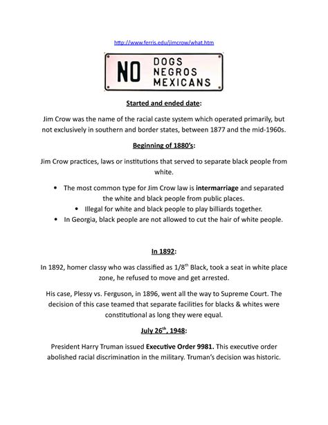 Jim crow law - Overview of Jim Crow Law - ferris/jimcrow/what.htm