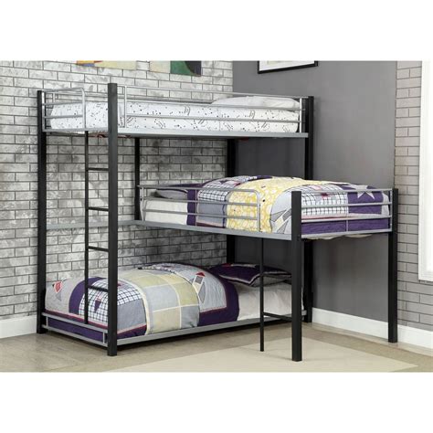 Furniture Of America Foa Aubrey Cm Bk919 Bed Twin Triple Decker Metal Bunk Bed With Ladders