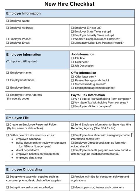 create   hire checklist employee handbook template