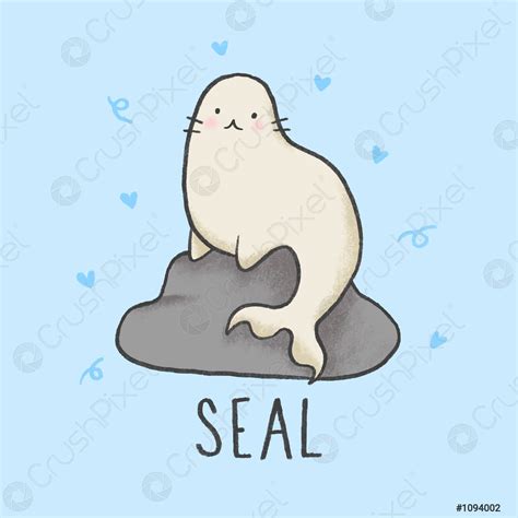 Cute Seal Cartoon Hand Drawn Style Stock Vector 1094002 Crushpixel