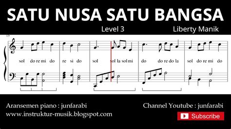 Satu Nusa Satu Bangsa Not Balok Piano Level 3 Lagu Wajib Nasional