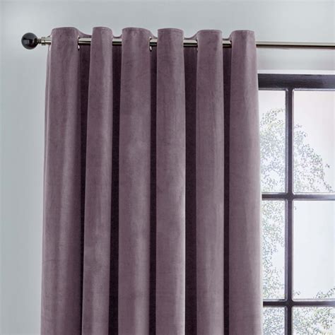Recycled Velour Eyelet Curtains Thistle Purple By Dunelm