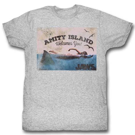 Jaws Shirt Amity Island Welcomes You Athletic Heather T Shirt Jaws Shirts