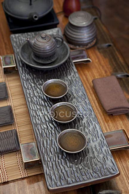 Classic Chinese Tea Ceremony Set On Table — Old Fashioned Herbal Tea