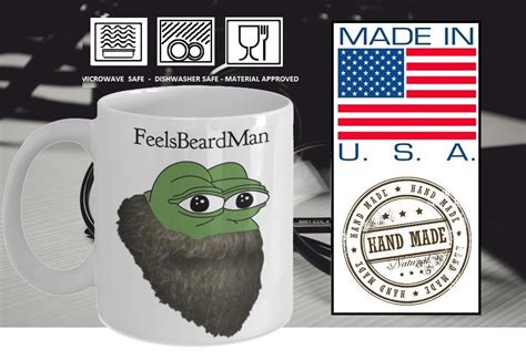 Feels Bad Man Mug Pepe The Frog Meme Mugs Feels Beard Man Funny