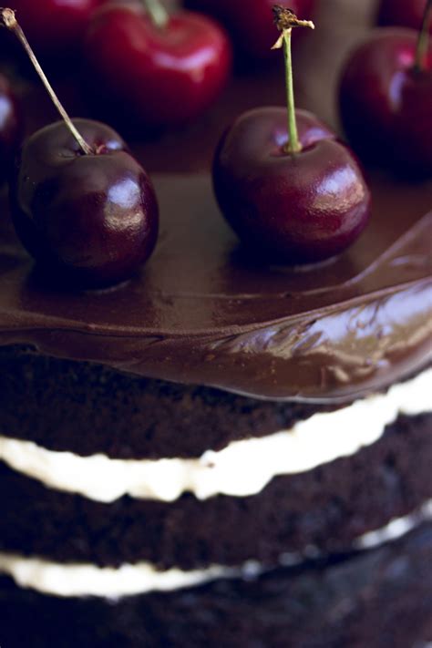 Chocolate Cherry Cake With A Chocolate Glaze And Whipped Vanilla