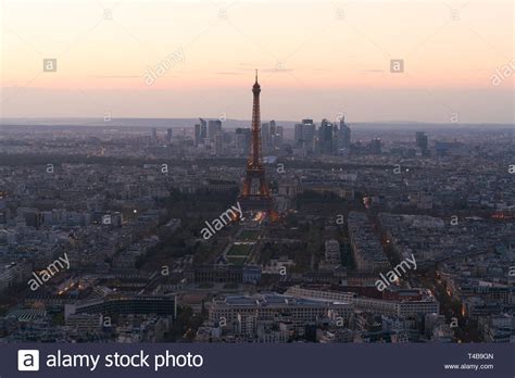 Cityscape Of Paris With Eiffel Tower At Sunset Stock Photo Alamy
