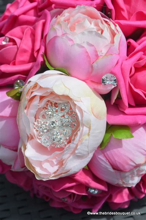 Hot Pink Rose Bouquet With Peony Wedding Flowers Uk Pink Wedding Theme