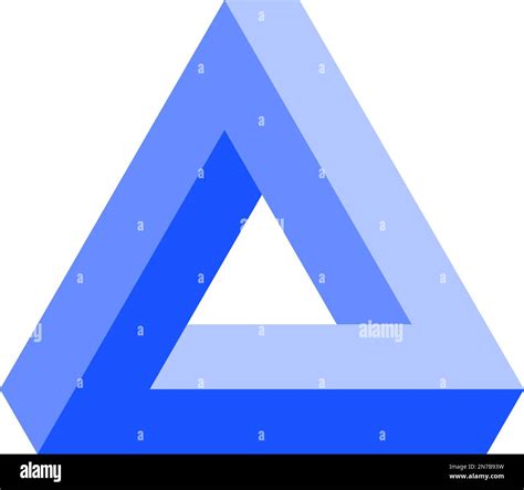 Penrose Triangle Icon In Blue Geometric 3d Object Optical Illusion