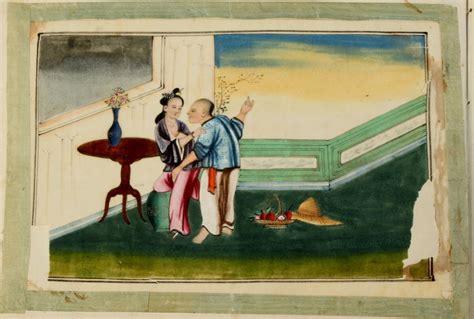 A Chinese Album Of Twelve Erotic Paintings On Pith Paper Mid 19th