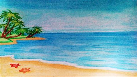 Sea Beach Drawing Oil Pastel How To Draw Landscape Painting Of Sea
