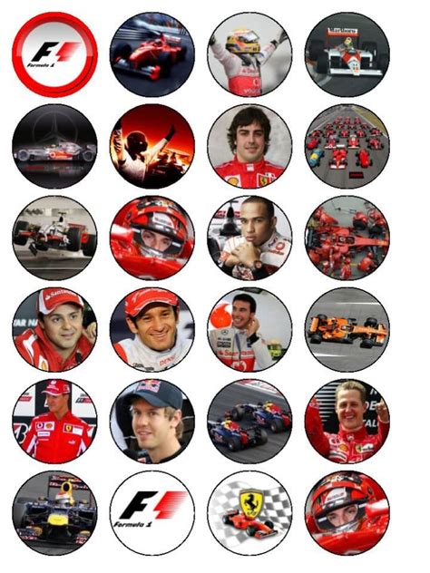 24 X Formula 1 F1 Edible Wafer Paper Cup Cake Top Toppers