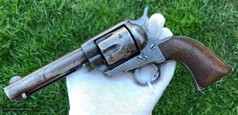 Antique Colt Single Action Army Revolver With Tooled